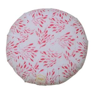 Round Zafu-White Dainty Leaves